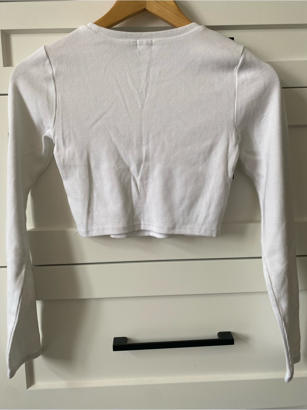Garage White Ribbed Long Sleeve Crop Top - Picture 4 of 4